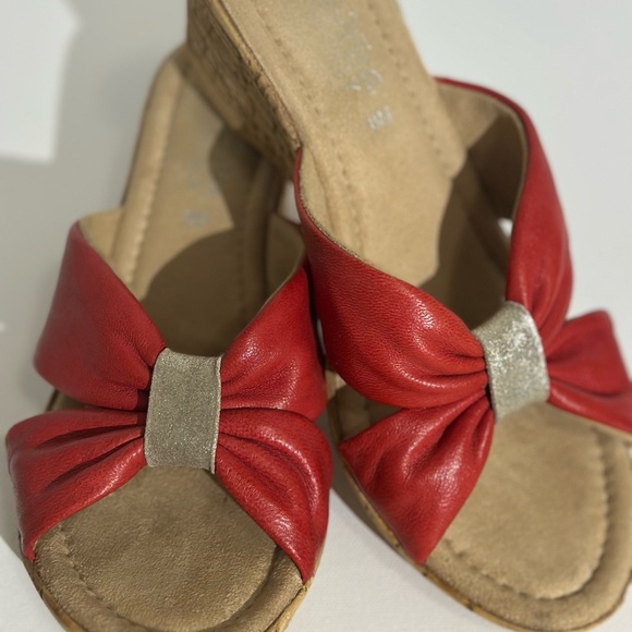 Red Cork Wedge Sandals - Picture 5 of 7